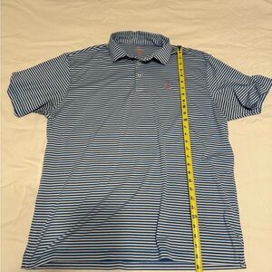 Rhoback Navy and White Striped Polo